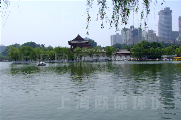 西安興慶宮公園，人工湖治理